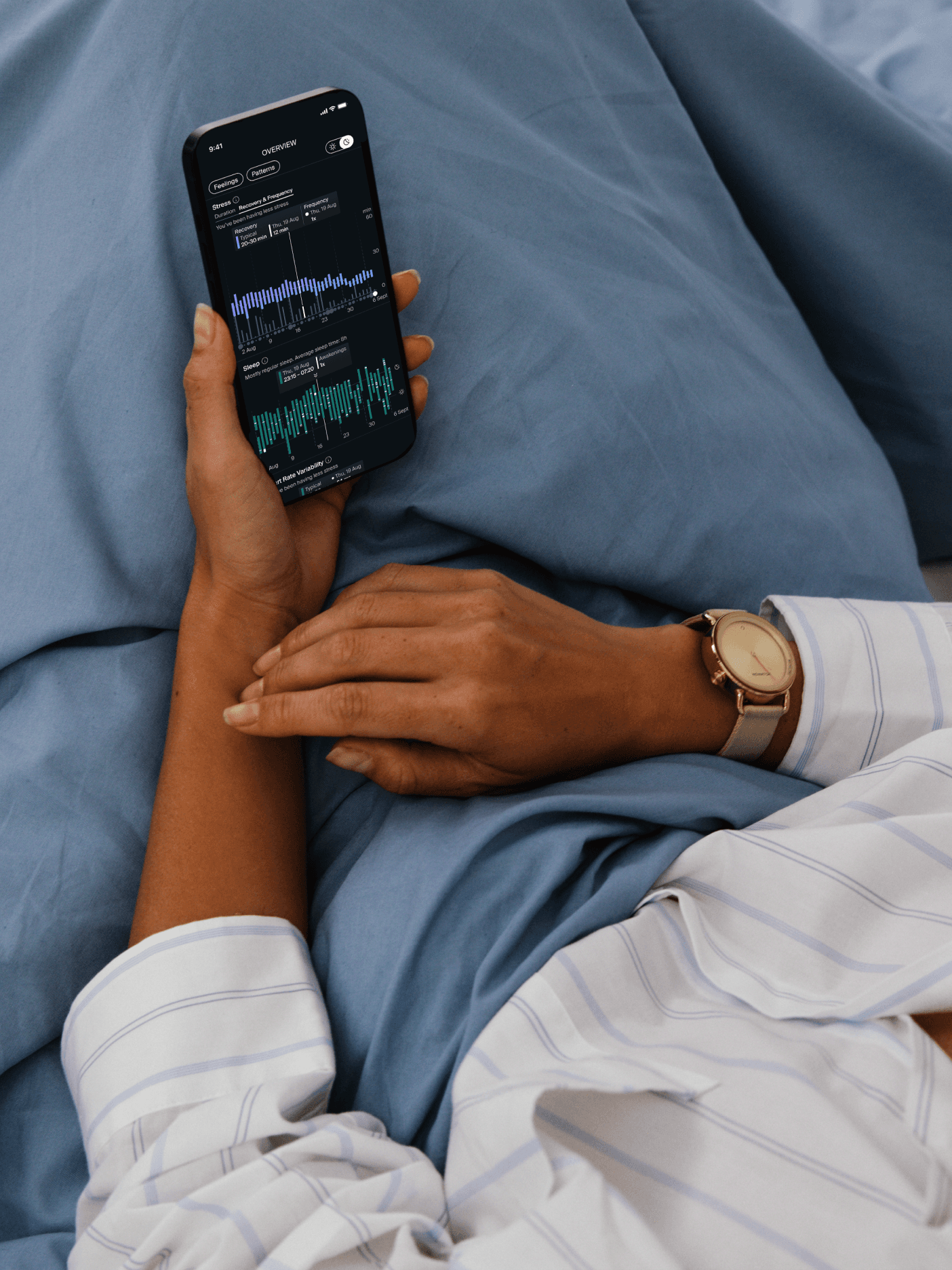 Sleeping woman wearing the NOWATCH